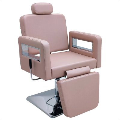 01 - POLTRONA MAQUIAGEM ROSE GOLD - BASE QUADRADA CROMADA